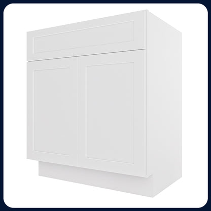 White Shaker Vanity Sink Cabinets - 2 Doors / 1 False Drawer V3021