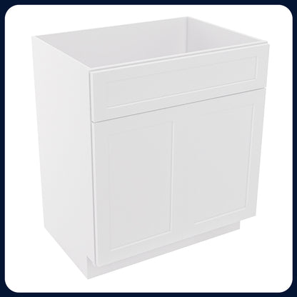 White Shaker Vanity Sink Cabinets - 2 Doors / 1 False Drawer V3021