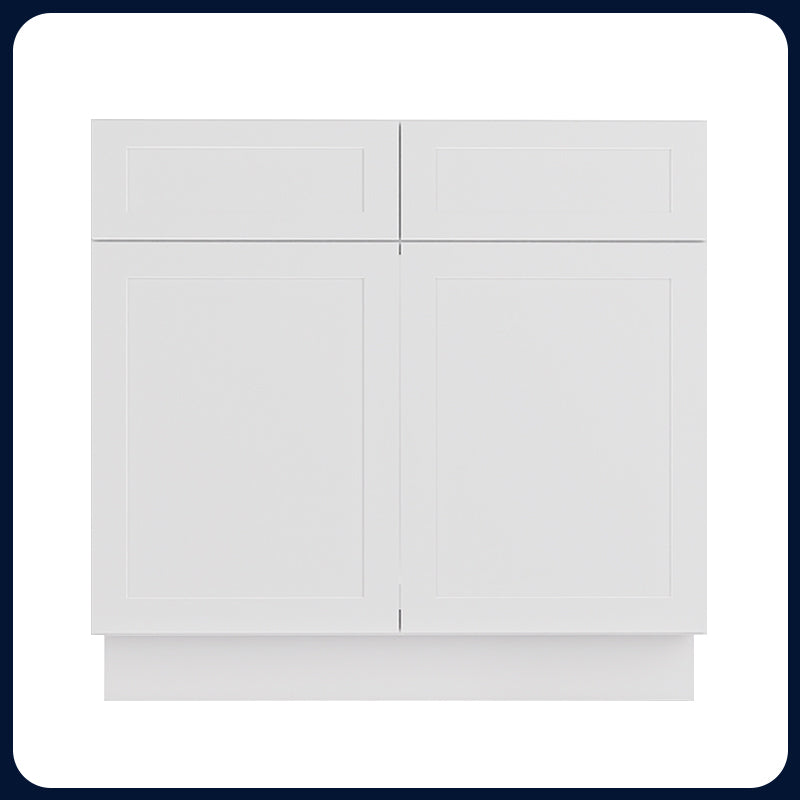 White Shaker Vanity Sink Cabinets - 2 Doors / 1 False Drawer V3621
