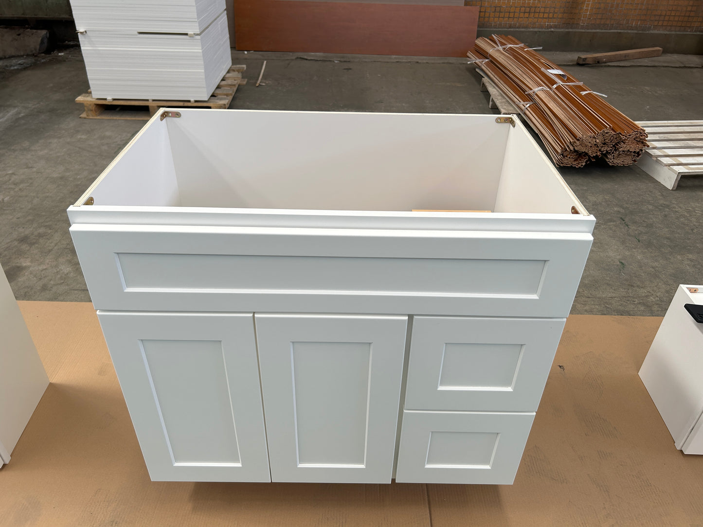White Shaker Vanity Sink Cabinets - 2 Drawers VSD3621R