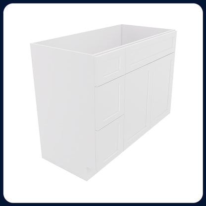 White Shaker Vanity Sink Cabinets - 2 Drawers VSD4221L