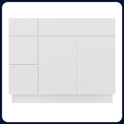 White Shaker Vanity Sink Cabinets - 2 Drawers VSD4221L
