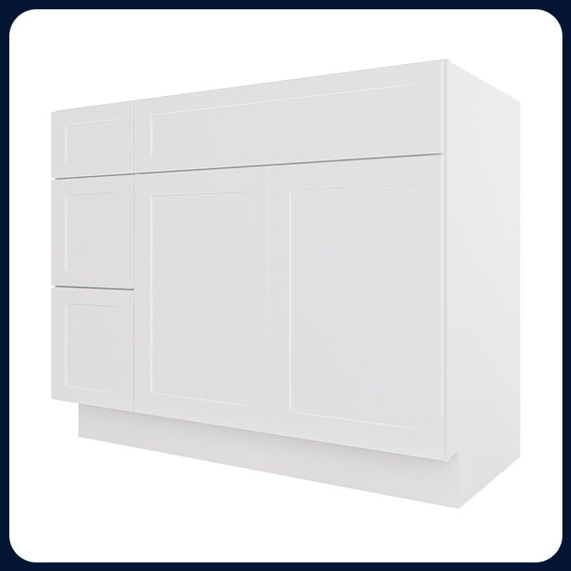 White Shaker Vanity Sink Cabinets - 2 Drawers VSD4221L