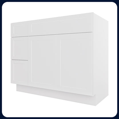 White Shaker Vanity Sink Cabinets - 2 Drawers VSD4221L