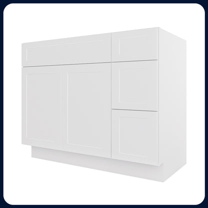 White Shaker Vanity Sink Cabinets - 2 Drawers VSD4221R