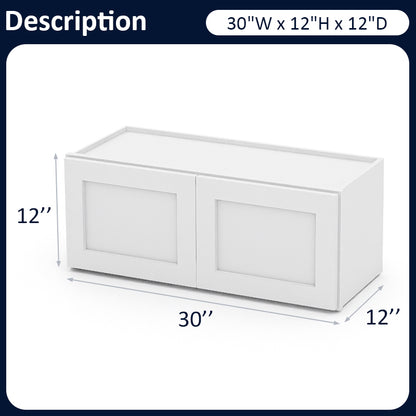 White Shaker Wall Cabinets - 12/15/18/21H - 2 Doors W3012