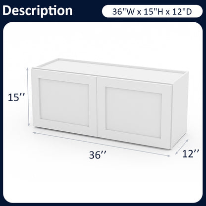 White Shaker Wall Cabinets - 12/15/18/21H - 2 Doors W3615