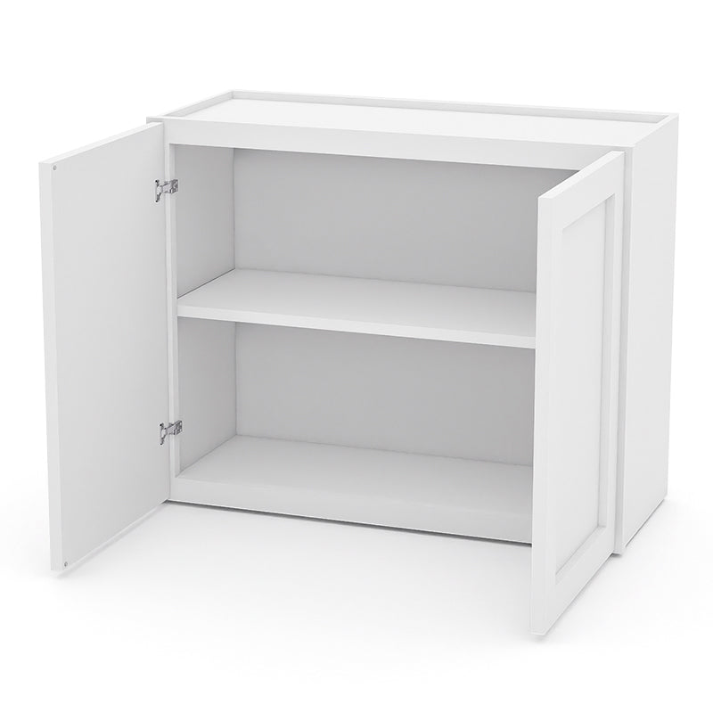 White Shaker Wall Cabinets - 24H x 12D - 2 Doors / 1 Shelf W3024