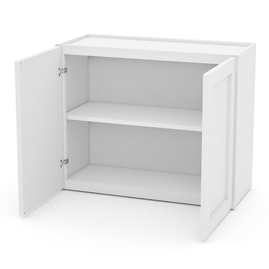 White Shaker Wall Cabinets - 24H x 12D - 2 Doors / 1 Shelf W3024