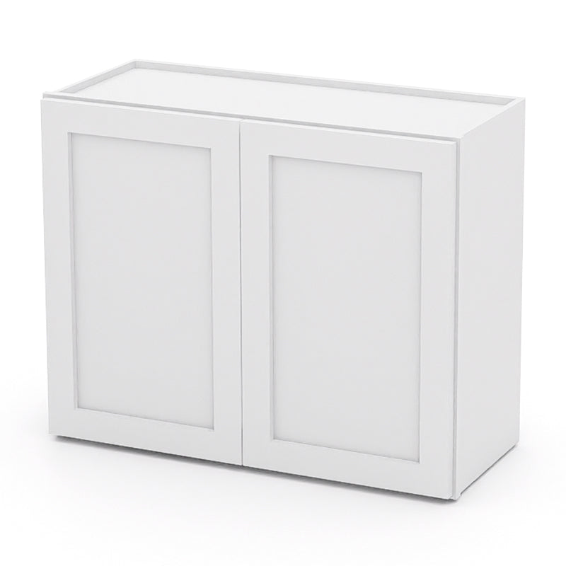 White Shaker Wall Cabinets - 24H x 12D - 2 Doors / 1 Shelf W3024