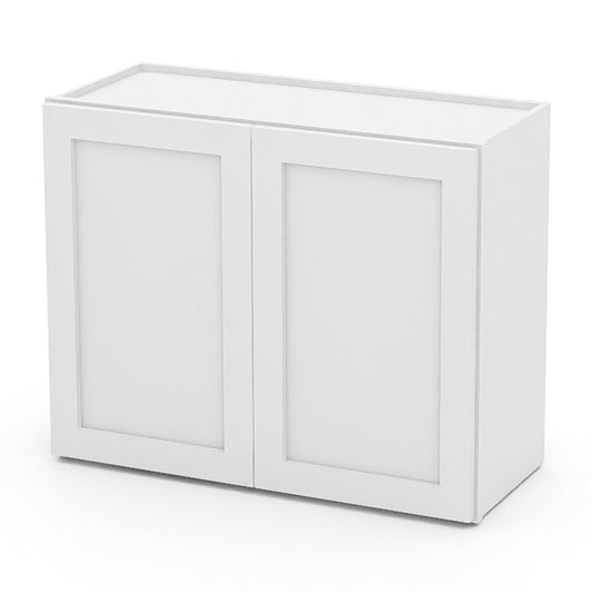 White Shaker Wall Cabinets - 24H x 12D - 2 Doors / 1 Shelf W3024