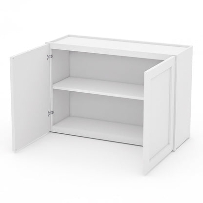 White Shaker Wall Cabinets - 24H x 12D - 2 Doors / 1 Shelf W3624