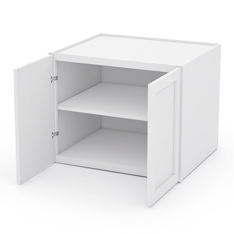 White Shaker Wall Cabinets - 24H x 24D - 2 Doors / 1 Shelf W302424