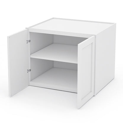 White Shaker Wall Cabinets - 24H x 24D - 2 Doors / 1 Shelf W302424