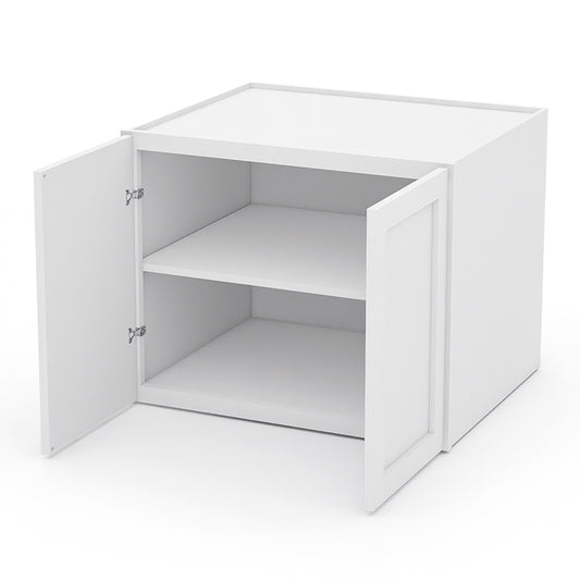 White Shaker Wall Cabinets - 24H x 24D - 2 Doors / 1 Shelf W302424