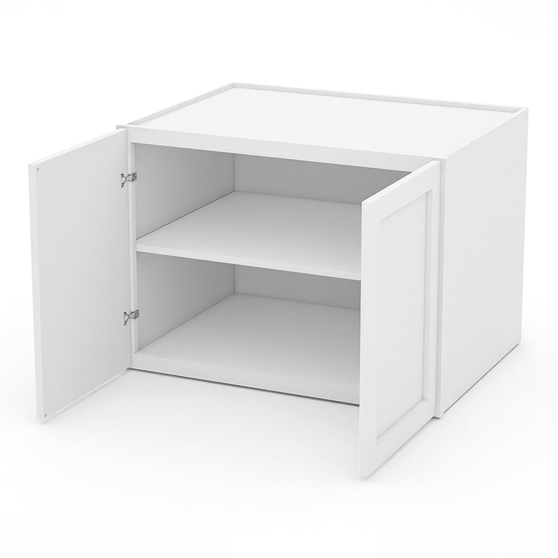 White Shaker Wall Cabinets - 24H x 24D - 2 Doors / 1 Shelf W332424