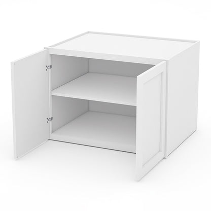 White Shaker Wall Cabinets - 24H x 24D - 2 Doors / 1 Shelf W332424
