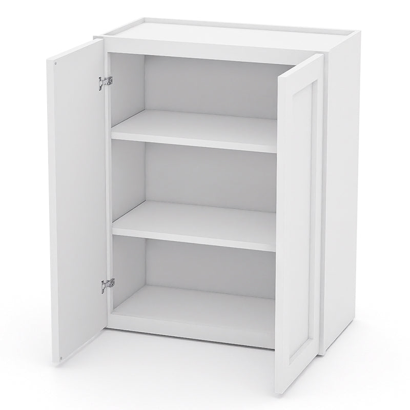 White Shaker Wall Cabinets - 30/36H - 2 Doors / 2 Shelves W2430