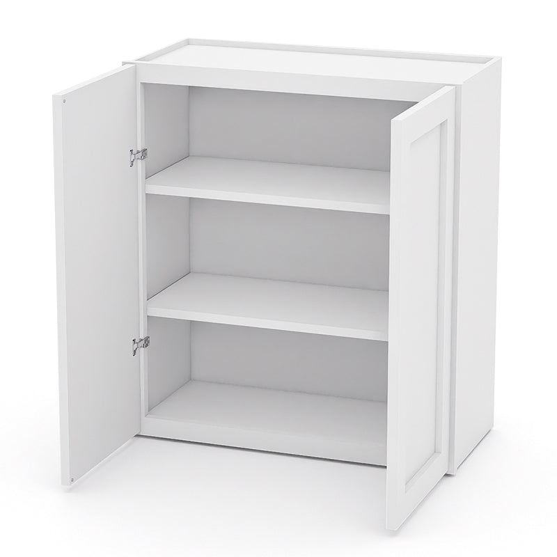 White Shaker Wall Cabinets - 30/36H - 2 Doors / 2 Shelves W2730