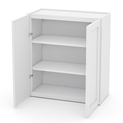 White Shaker Wall Cabinets - 30/36H - 2 Doors / 2 Shelves W2730