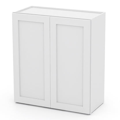 White Shaker Wall Cabinets - 30/36H - 2 Doors / 2 Shelves W2730