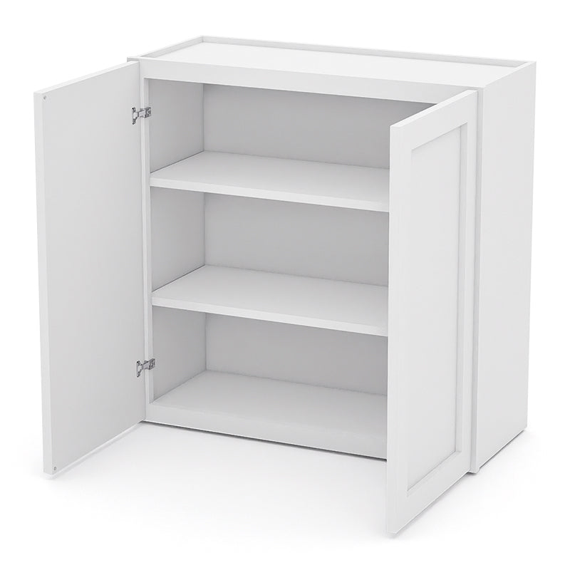 White Shaker Wall Cabinets - 30/36H - 2 Doors / 2 Shelves W3030