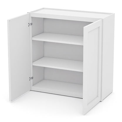 White Shaker Wall Cabinets - 30/36H - 2 Doors / 2 Shelves W3030