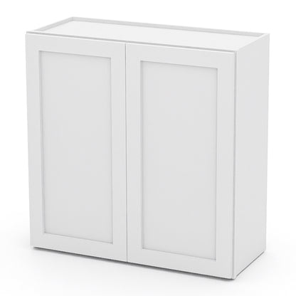 White Shaker Wall Cabinets - 30/36H - 2 Doors / 2 Shelves W3030
