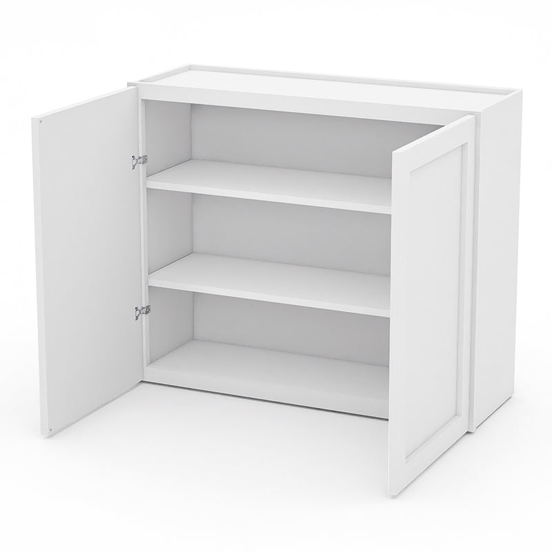 White Shaker Wall Cabinets - 30/36H - 2 Doors / 2 Shelves W3630