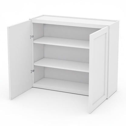 White Shaker Wall Cabinets - 30/36H - 2 Doors / 2 Shelves W3630
