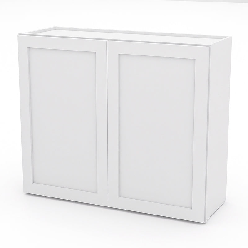 White Shaker Wall Cabinets - 30/36H - 2 Doors / 2 Shelves W3630