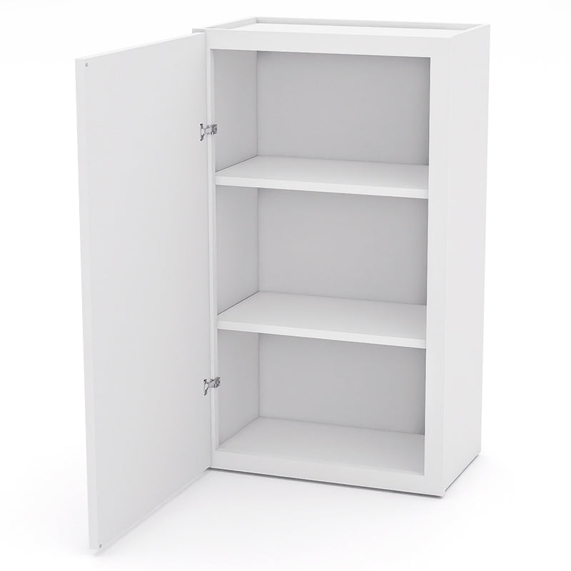 White Shaker Wall Cabinets - 30/36H - 1 Door / 2 Shelves W2136