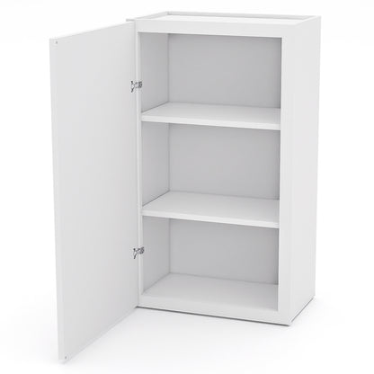 White Shaker Wall Cabinets - 30/36H - 1 Door / 2 Shelves W2136