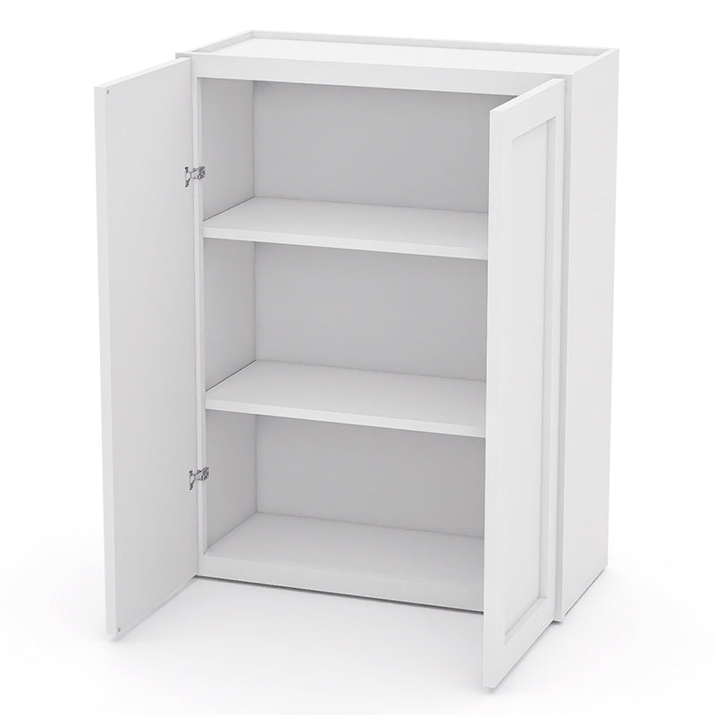 White Shaker Wall Cabinets - 30/36H - 2 Doors / 2 Shelves W2436