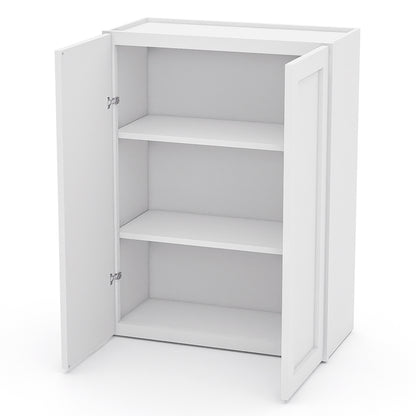 White Shaker Wall Cabinets - 30/36H - 2 Doors / 2 Shelves W2436