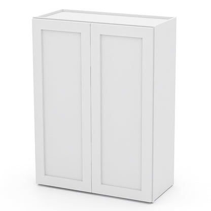 White Shaker Wall Cabinets - 30/36H - 2 Doors / 2 Shelves W2436