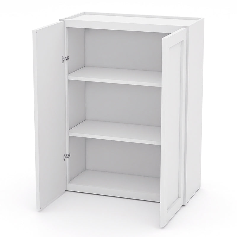 White Shaker Wall Cabinets - 30/36H - 2 Doors / 2 Shelves W2736