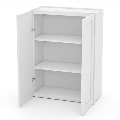 White Shaker Wall Cabinets - 30/36H - 2 Doors / 2 Shelves W2736