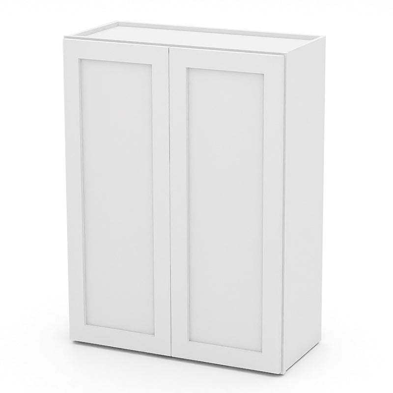 White Shaker Wall Cabinets - 30/36H - 2 Doors / 2 Shelves W2736