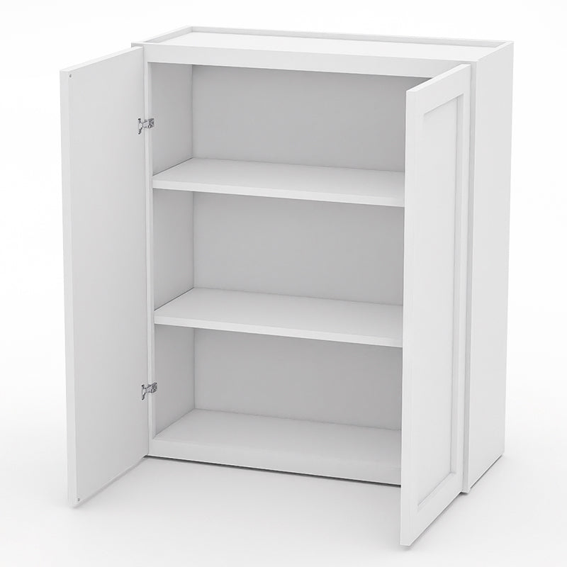 White Shaker Wall Cabinets - 30/36H - 2 Doors / 2 Shelves W3036
