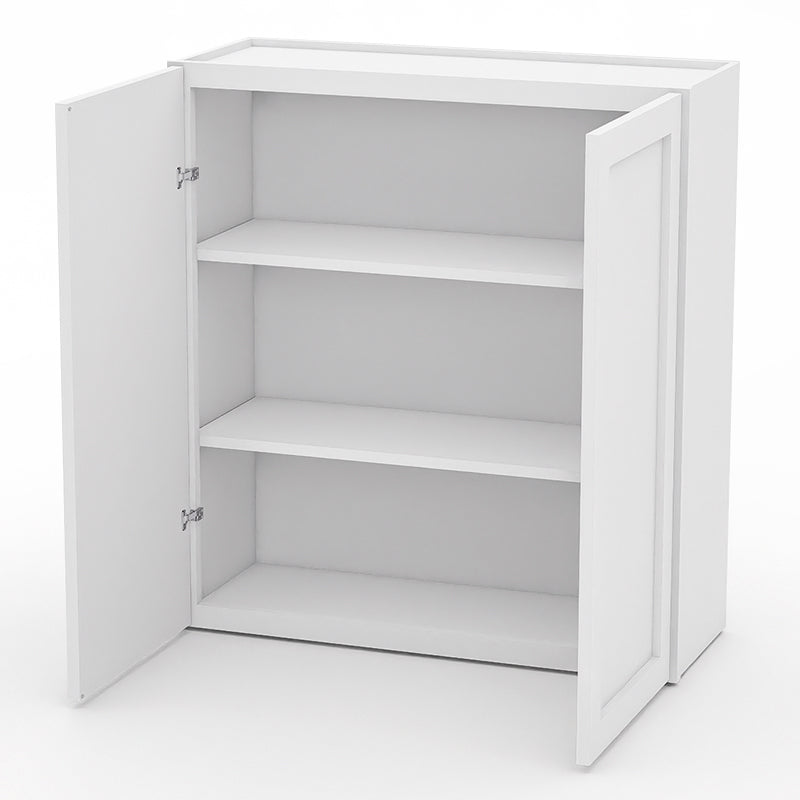White Shaker Wall Cabinets - 30/36H - 2 Doors / 2 Shelves W3336