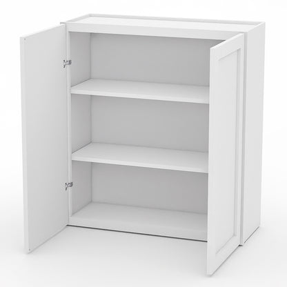 White Shaker Wall Cabinets - 30/36H - 2 Doors / 2 Shelves W3336