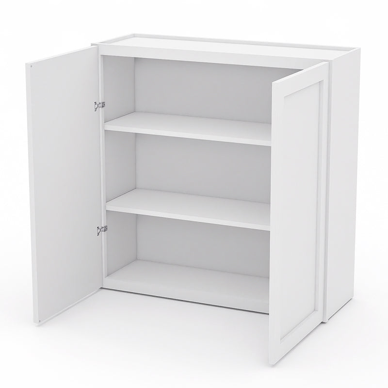 White Shaker Wall Cabinets - 30/36H - 2 Doors / 2 Shelves W3636