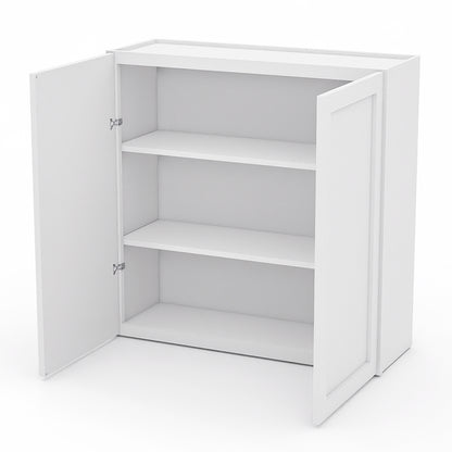 White Shaker Wall Cabinets - 30/36H - 2 Doors / 2 Shelves W3636