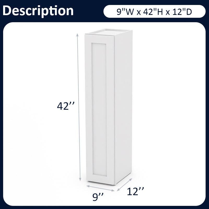 White Shaker Wall Cabinets - 42H - 1 Door / 3 Shelves W0942