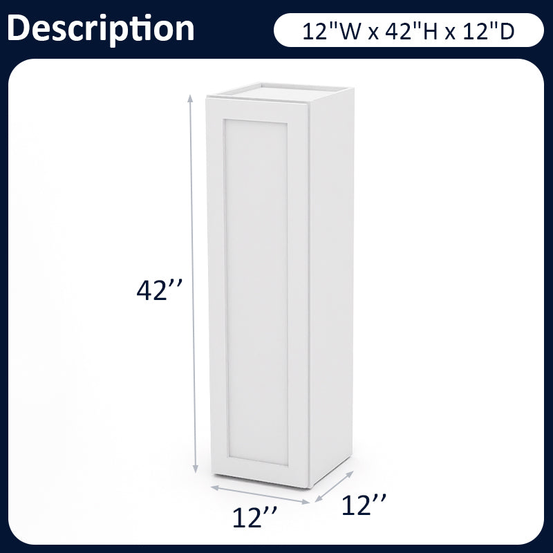 White Shaker Wall Cabinets - 42H - 1 Door / 3 Shelves W1242