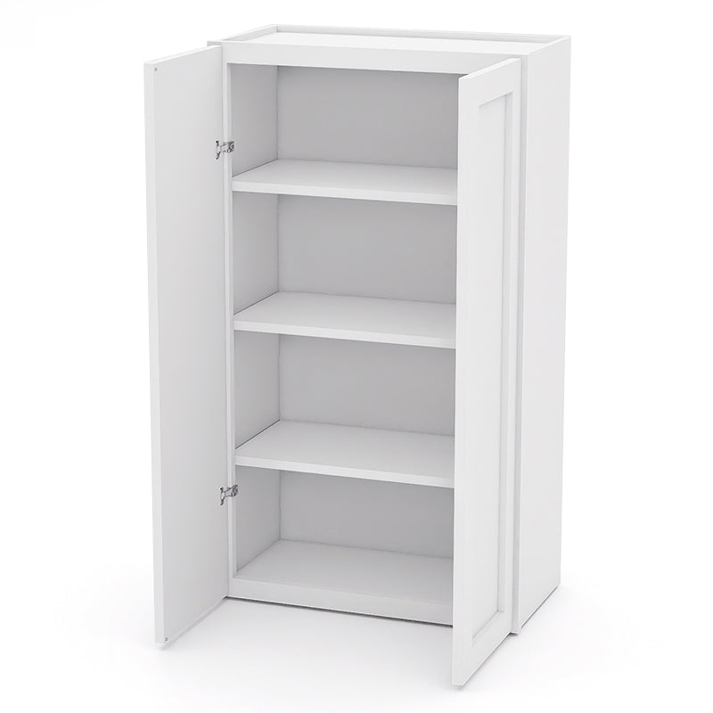 White Shaker Wall Cabinets - 42H - 2 Doors / 3 Shelves W2442