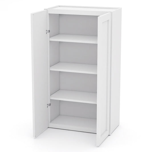 White Shaker Wall Cabinets - 42H - 2 Doors / 3 Shelves W2442