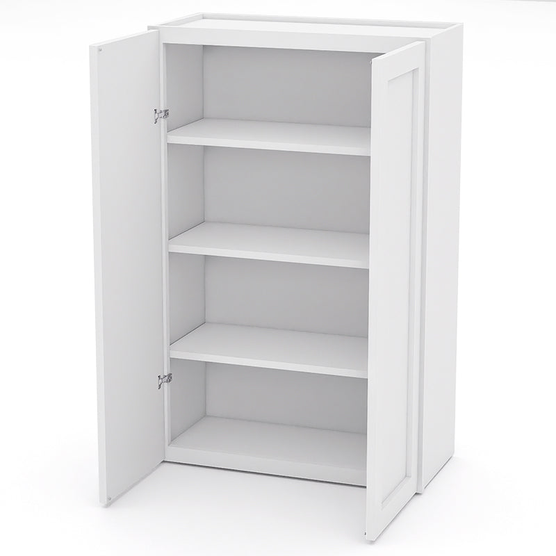 White Shaker Wall Cabinets - 42H - 2 Doors / 3 Shelves W2742