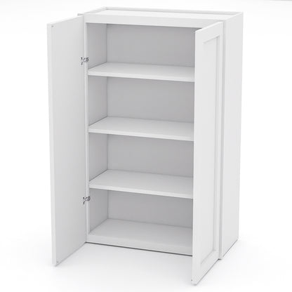 White Shaker Wall Cabinets - 42H - 2 Doors / 3 Shelves W2742